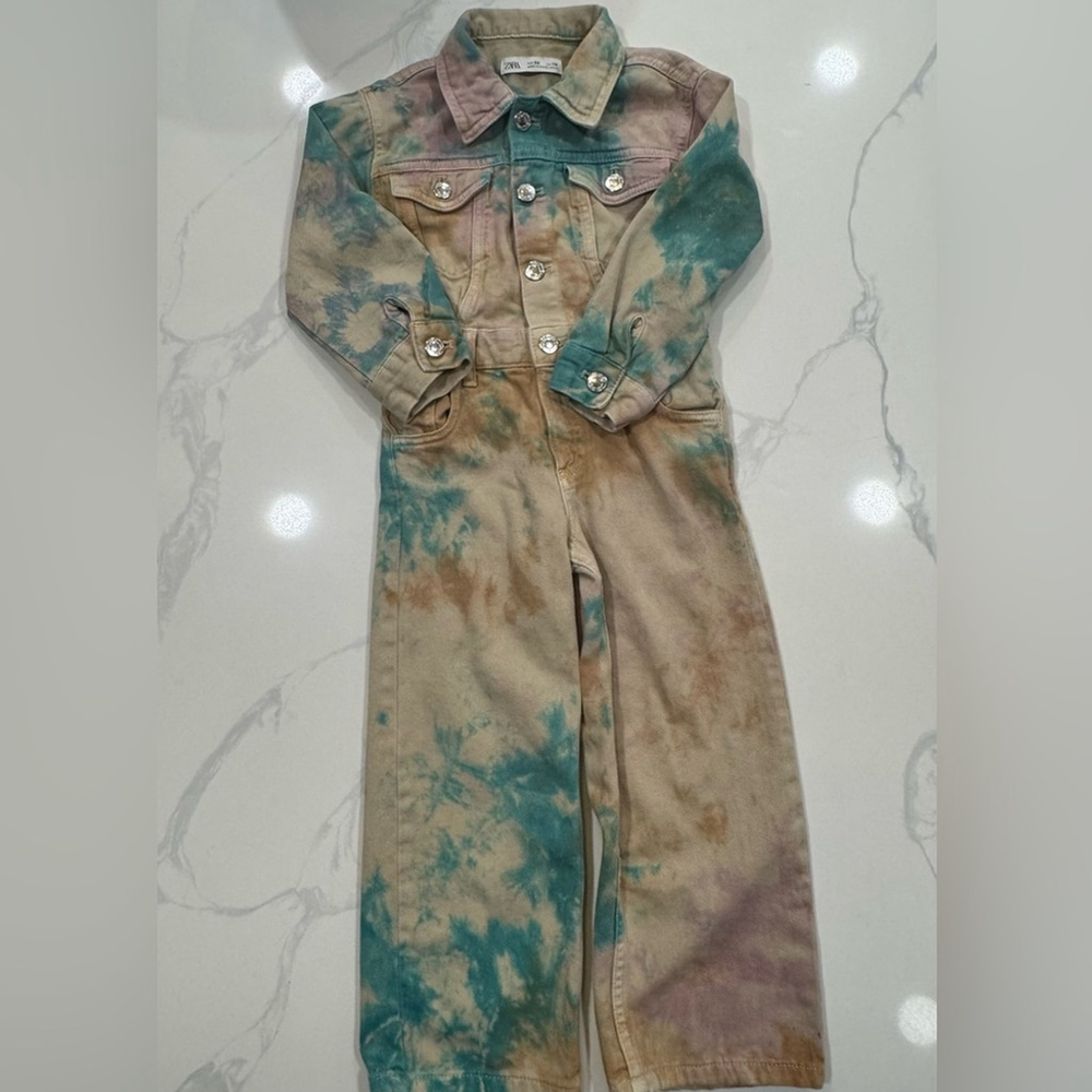 Zara Kids Multicolor Tie-Dye Jumpsuit